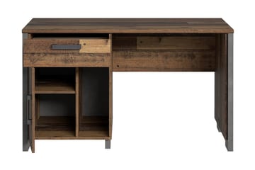 Lazarius Skrivebord 155 cm med Opbevaring Skab + Skuffe + Hy - Brun/Grå - Møbler - Borde - Kontorbord - Skrivebord