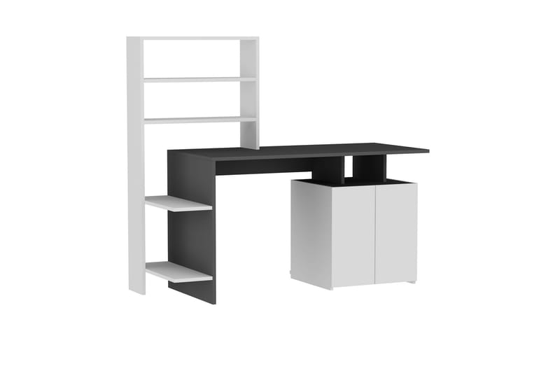 Leluard Skrivebord 146 cm med Opbevaring Hylder+Skab - Hvid/Antracit - Møbler - Borde - Kontorbord - Skrivebord