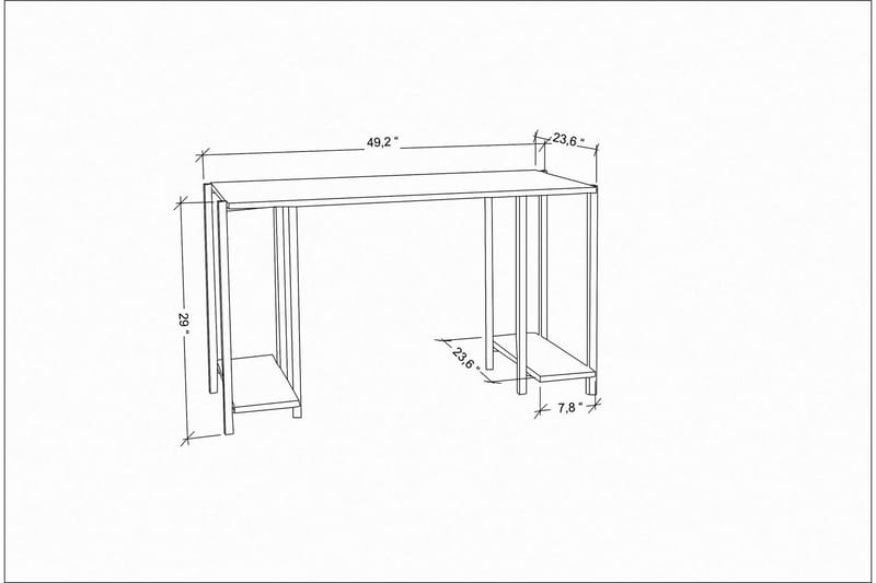 Malem Skrivebord 60x73,8x125,2 cm med opbevaring - Guld/Antracit - Skrivebord