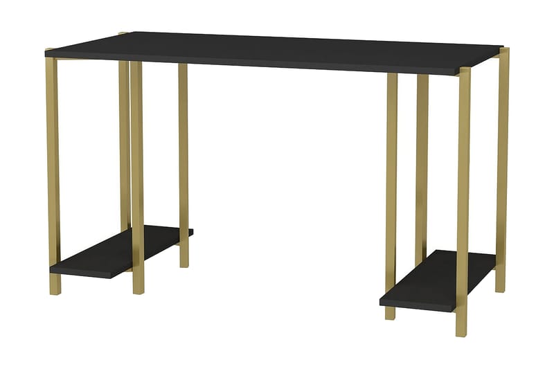 Malem Skrivebord 60x73,8x125,2 cm med opbevaring - Guld/Antracit - Møbler - Borde - Kontorbord - Skrivebord