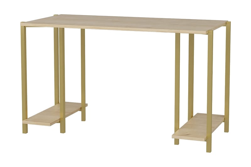 Malem Skrivebord 60x73,8x125,2 cm med opbevaring - Guld/Brun - Skrivebord