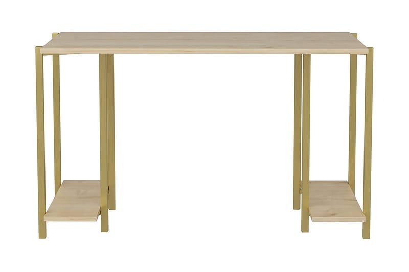 Malem Skrivebord 60x73,8x125,2 cm med opbevaring - Guld/Brun - Møbler - Borde - Kontorbord - Skrivebord