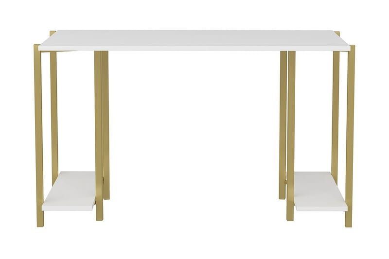 Malem Skrivebord 60x73,8x125,2 cm med opbevaring - Guld/Hvid - Møbler - Borde - Kontorbord - Skrivebord