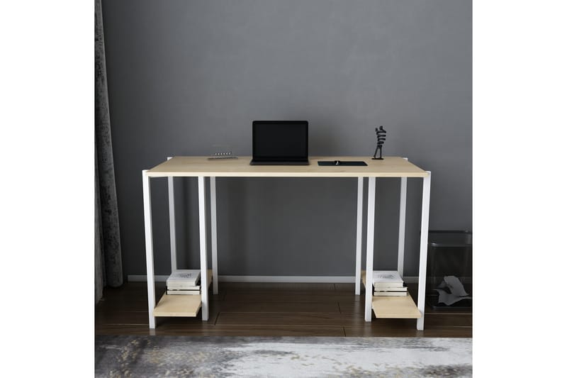 Malem Skrivebord 60x73,8x125,2 cm med opbevaring - Hvid - Skrivebord