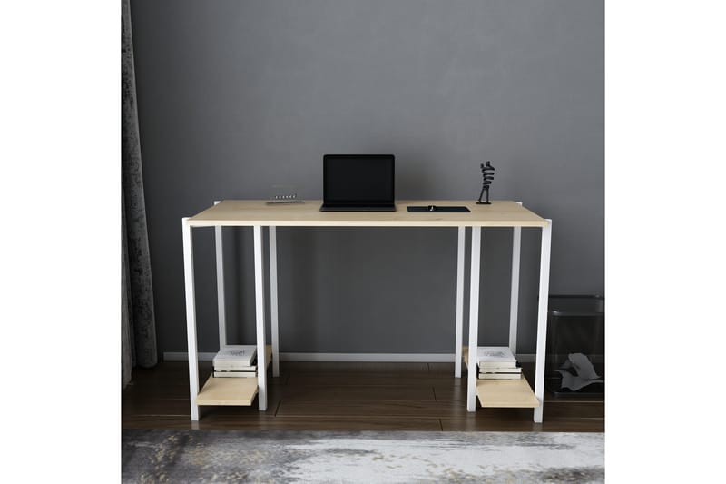 Malem Skrivebord 60x73,8x125,2 cm med opbevaring - Hvid - Møbler - Borde - Kontorbord - Skrivebord