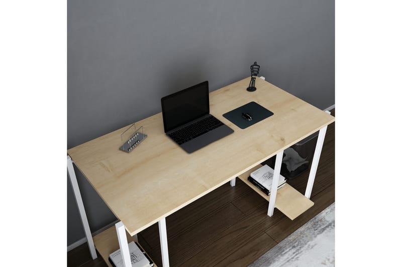 Malem Skrivebord 60x73,8x125,2 cm med opbevaring - Hvid - Møbler - Borde - Kontorbord - Skrivebord