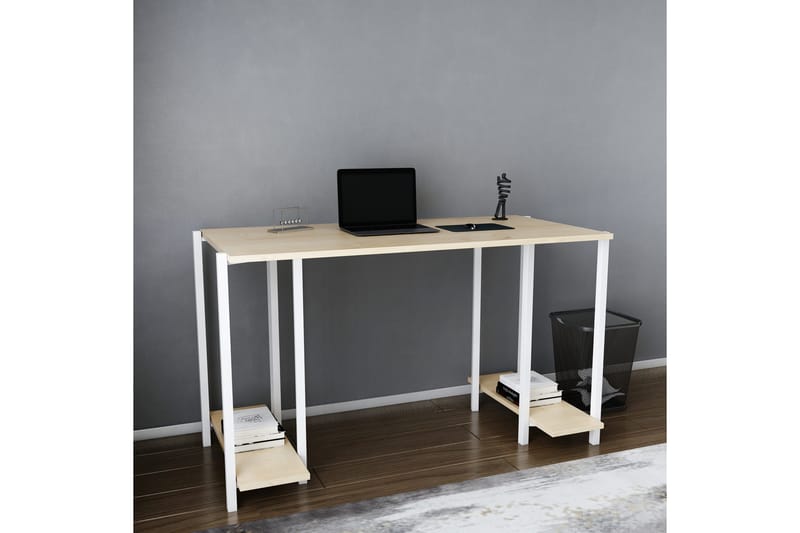 Malem Skrivebord 60x73,8x125,2 cm med opbevaring - Hvid - Møbler - Borde - Kontorbord - Skrivebord