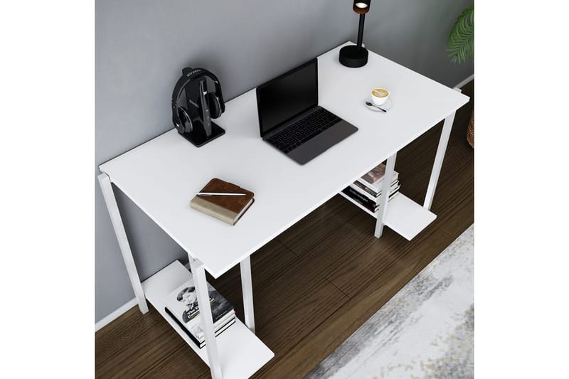 Malem Skrivebord 60x73,8x125,2 cm med opbevaring - Hvid - Skrivebord