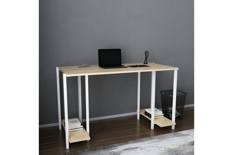 Malem Skrivebord 60x73,8x125,2 cm med opbevaring - Hvid - Møbler - Borde - Kontorbord - Skrivebord