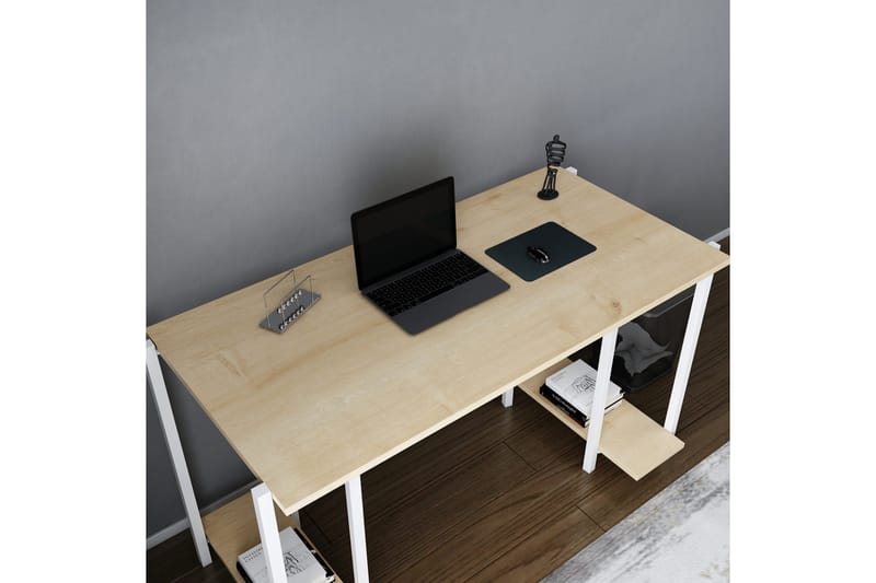 Malem Skrivebord 60x73,8x125,2 cm med opbevaring - Hvid - Møbler - Borde - Kontorbord - Skrivebord