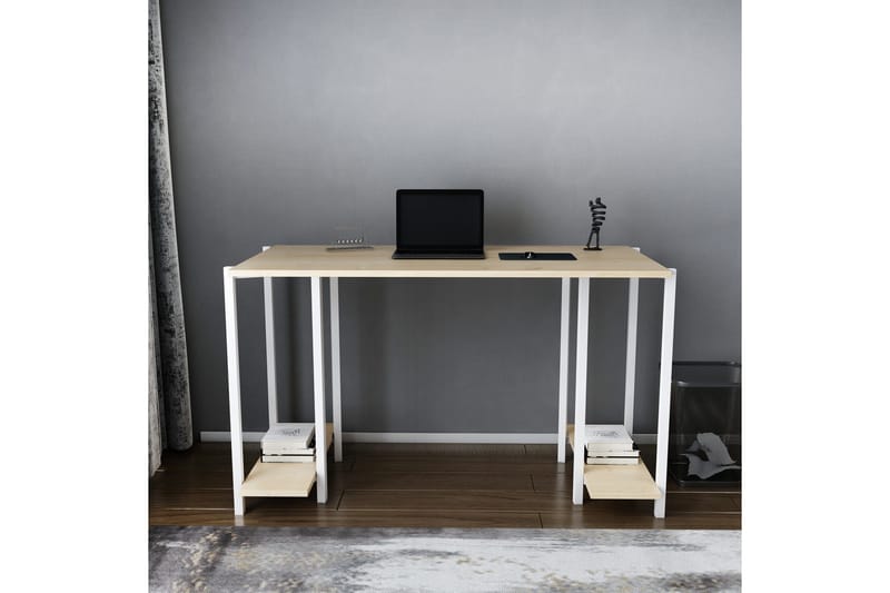 Malem Skrivebord 60x73,8x125,2 cm med opbevaring - Hvid - Møbler - Borde - Kontorbord - Skrivebord