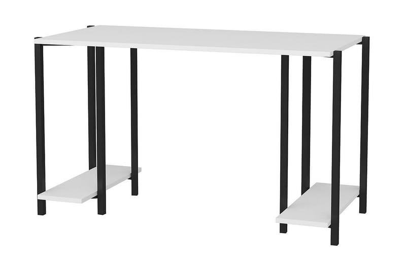 Malem Skrivebord 60x73,8x125,2 cm med opbevaring - Sort/Hvid - Skrivebord
