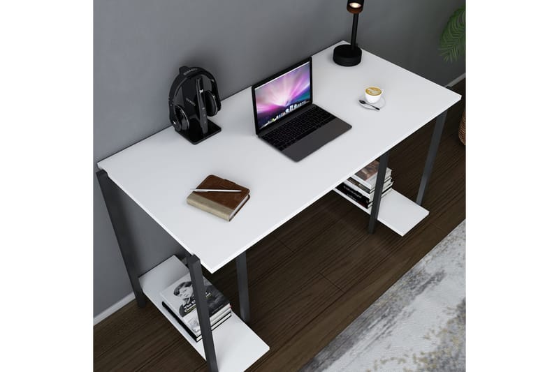 Malem Skrivebord 60x73,8x125,2 cm med opbevaring - Sort/Hvid - Skrivebord