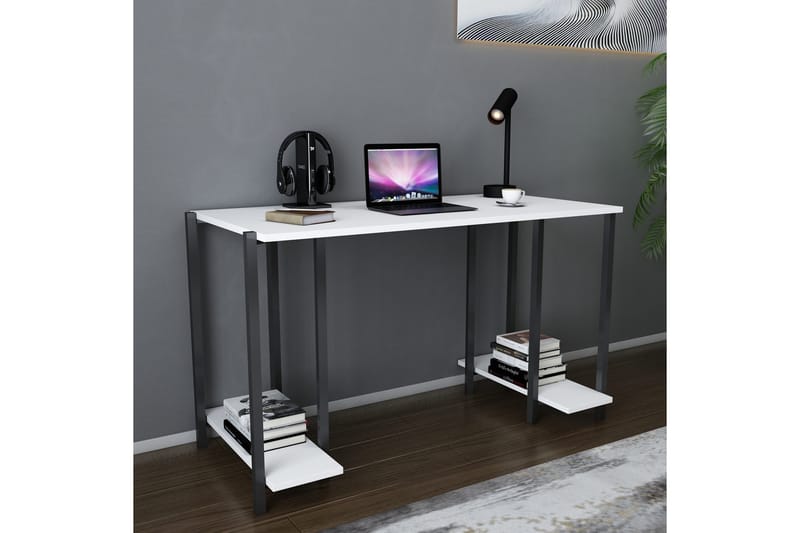 Malem Skrivebord 60x73,8x125,2 cm med opbevaring - Sort/Hvid - Møbler - Borde - Kontorbord - Skrivebord
