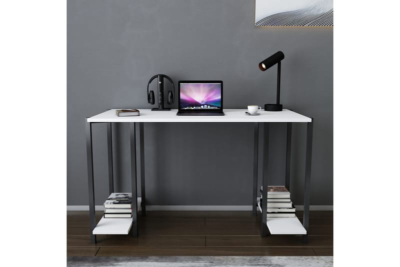 Malem Skrivebord 60x73,8x125,2 cm med opbevaring - Sort/Hvid - Møbler - Borde - Kontorbord - Skrivebord