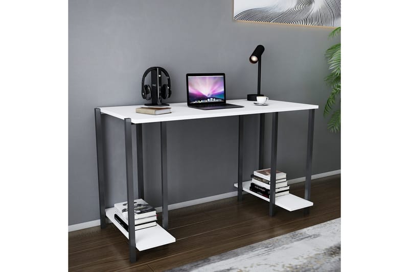 Malem Skrivebord 60x73,8x125,2 cm med opbevaring - Sort/Hvid - Møbler - Borde - Kontorbord - Skrivebord
