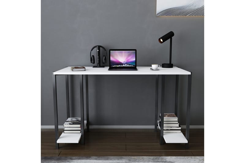 Malem Skrivebord 60x73,8x125,2 cm med opbevaring - Sort/Hvid - Møbler - Borde - Kontorbord - Skrivebord