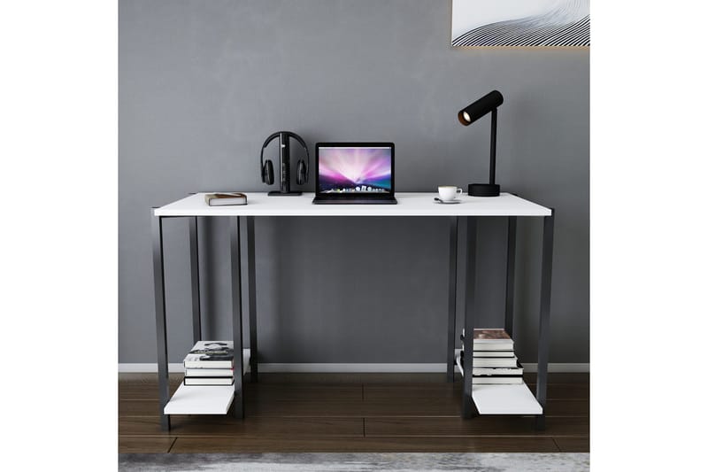 Malem Skrivebord 60x73,8x125,2 cm med opbevaring - Sort/Hvid - Møbler - Borde - Kontorbord - Skrivebord