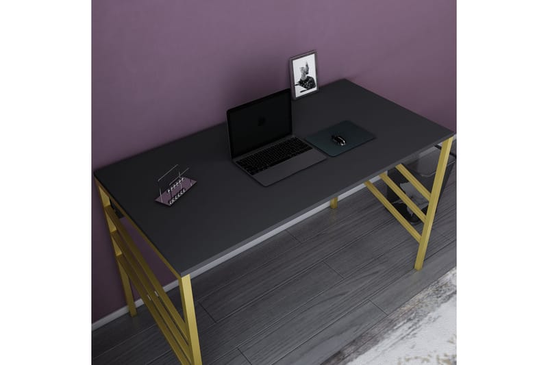 Malem Skrivebord 60x74,8x120 cm - Guld/Antracit - Skrivebord
