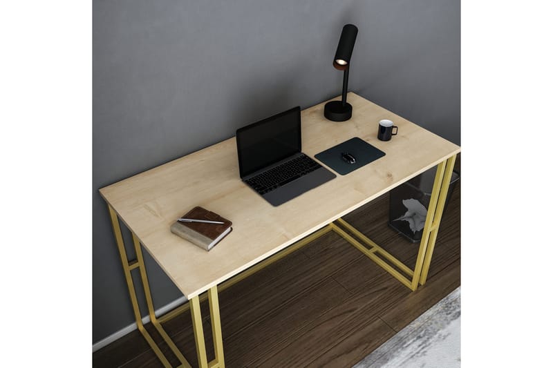 Malem Skrivebord 60x74,8x120 cm - Guld/Brun - Møbler - Borde - Kontorbord - Skrivebord