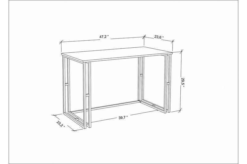 Malem Skrivebord 60x74,8x120 cm - Guld/Brun - Skrivebord