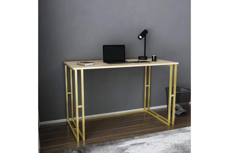 Malem Skrivebord 60x74,8x120 cm - Guld/Brun - Møbler - Borde - Kontorbord - Skrivebord