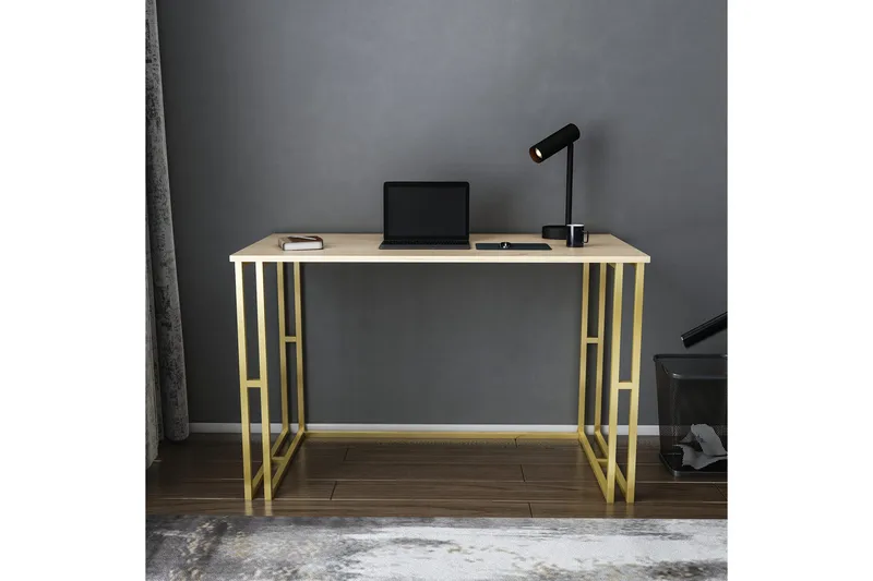 Malem Skrivebord 60x74,8x120 cm - Guld/Brun - Møbler - Borde - Kontorbord - Skrivebord