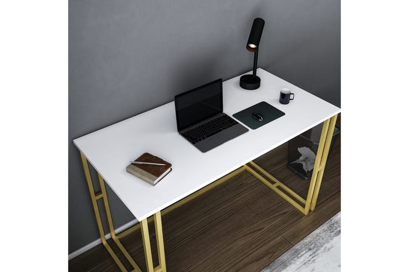 Malem Skrivebord 60x74,8x120 cm - Guld/Hvid - Skrivebord