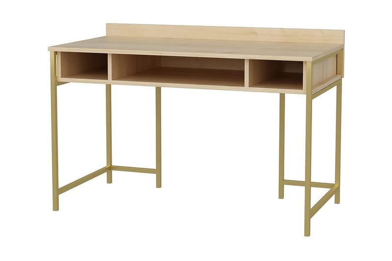 Malem Skrivebord 60x74,8x120 cm med opbevaring - Guld/Brun - Skrivebord