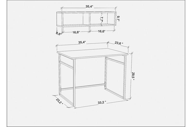 Malem Skrivebord 60x75x90 cm - Hvid - Møbler - Borde - Kontorbord - Skrivebord