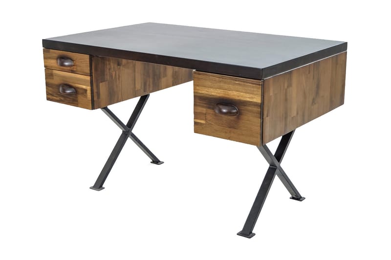 Mandara Skrivebord 140 cm med Opbevaring Skuffer - Brun - Skrivebord
