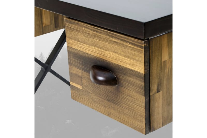 Massive Design Skrivebord 115 cm med Opbevaring Skuffer - Træ/Brun - Skrivebord