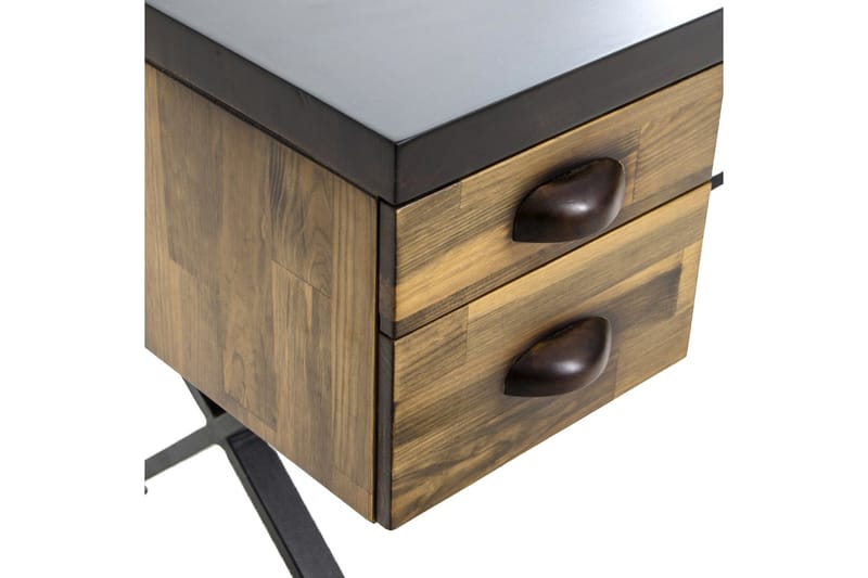 Massive Design Skrivebord 115 cm med Opbevaring Skuffer - Træ/Brun - Skrivebord