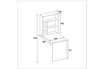 Mcmillan Vægskrivebord 90 cm med Opbevaring Hylder - Hvid - Møbler - Borde - Kontorbord - Skrivebord