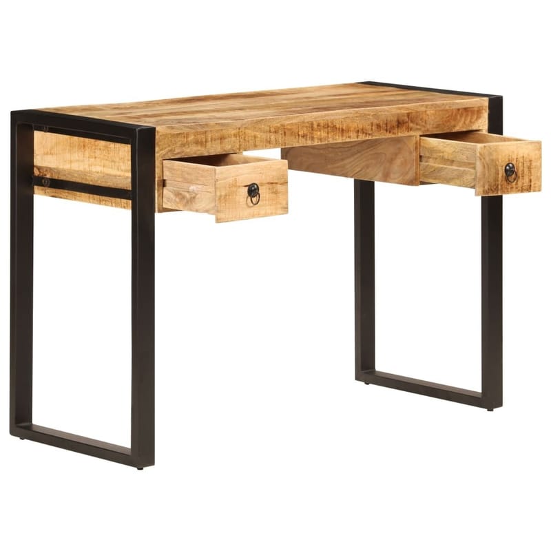 Skrivebord Med 2 Skuffer 110 X 50 X 77 Cm Massivt Mangotræ - Brun - Skrivebord