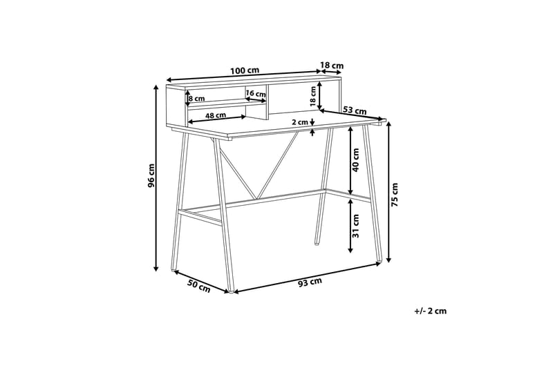 Mekesha Skrivebord 100 cm med Opbevaring Hylder - Mørkebrun - Skrivebord