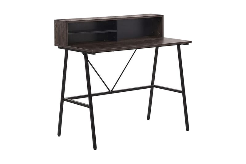 Mekesha Skrivebord 100 cm med Opbevaring Hylder - Mørkebrun - Møbler - Borde - Kontorbord - Skrivebord