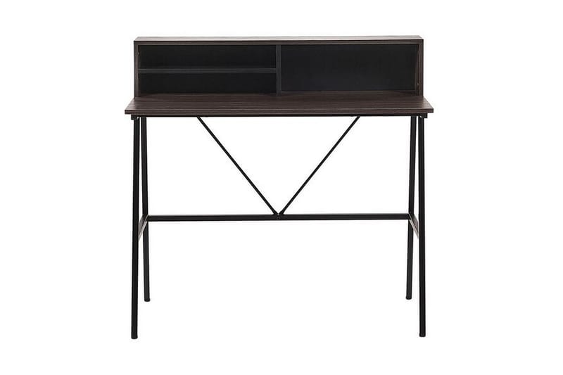 Mekesha Skrivebord 100 cm med Opbevaring Hylder - Mørkebrun - Møbler - Borde - Kontorbord - Skrivebord
