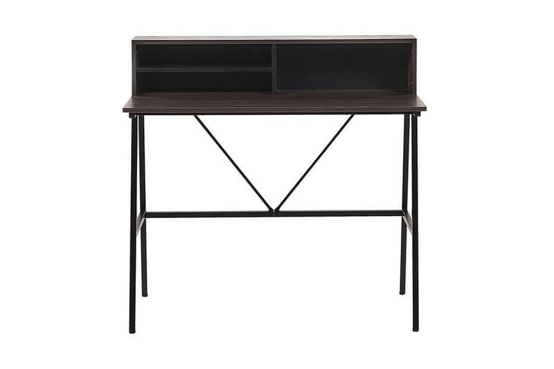Mekesha Skrivebord 100 cm med Opbevaring Hylder - Mørkebrun - Skrivebord