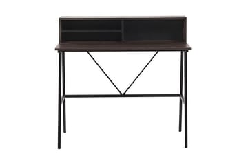 Mekesha Skrivebord 100 cm med Opbevaring Hylder - Mørkebrun - Møbler - Borde - Kontorbord - Skrivebord