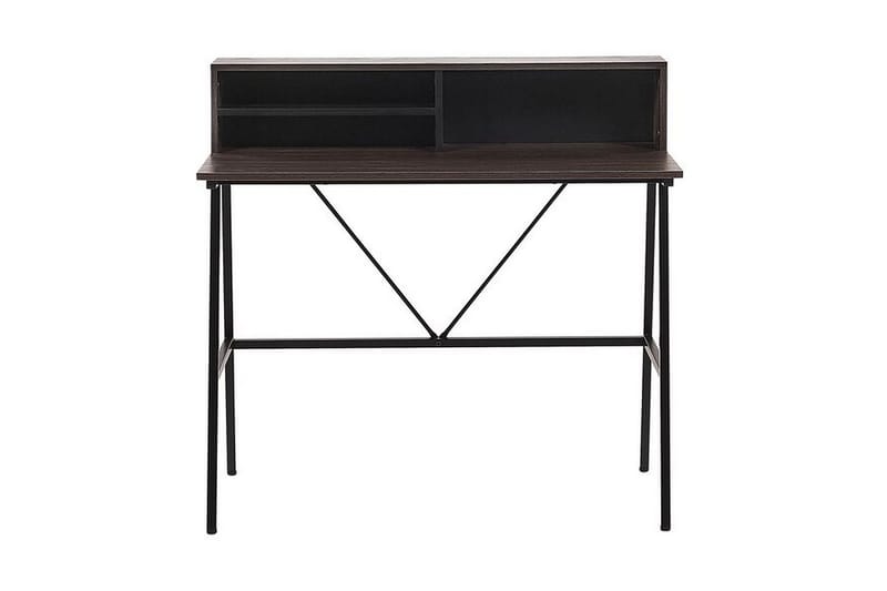 Mekesha Skrivebord 100 cm med Opbevaring Hylder - Mørkebrun - Møbler - Borde - Kontorbord - Skrivebord