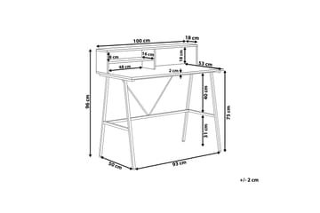 Mekesha Skrivebord 100 cm med Opbevaring Hylder - Mørkebrun - Møbler - Borde - Kontorbord - Skrivebord