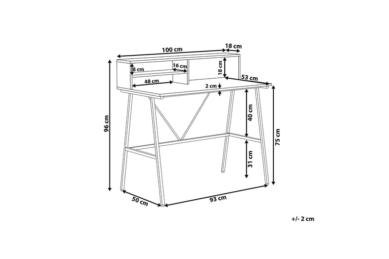Mekesha Skrivebord 100 cm med Opbevaring Hylder - Mørkebrun - Møbler - Borde - Kontorbord - Skrivebord