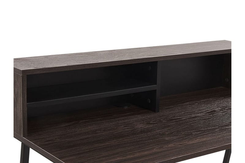 Mekesha Skrivebord 100 cm med Opbevaring Hylder - Mørkebrun - Møbler - Borde - Kontorbord - Skrivebord