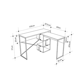 Menora Skrivebord 110 cm - Sapphire Oak - Møbler - Borde - Kontorbord - Skrivebord - hjørneskrivebord