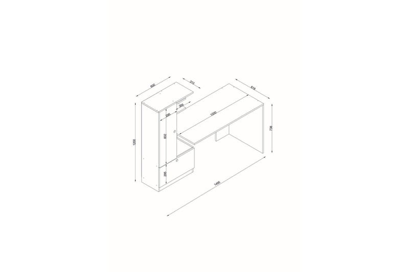 Merinoz Skrivebord 120 cm med Opbevaring Hylder + Skuffe + S - Hvid/Valnøddebrun - Møbler - Borde - Kontorbord - Skrivebord