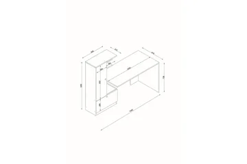 Merinoz Skrivebord 120 cm med Opbevaring Hylder + Skuffe + S - Hvid/Valnøddebrun - Møbler - Borde - Kontorbord - Skrivebord