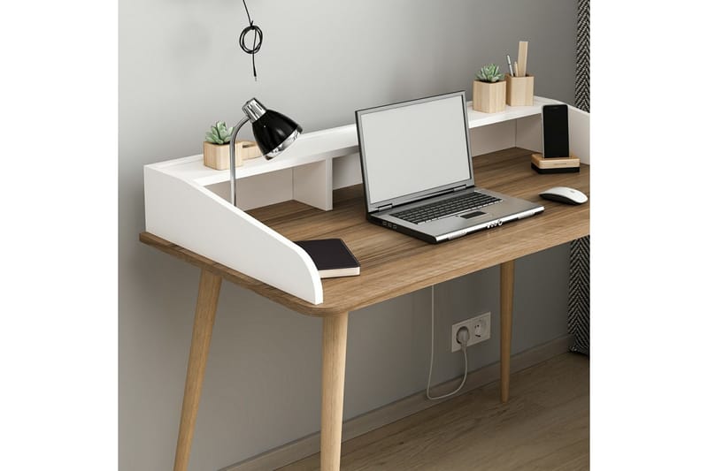 Mir Skrivebord 120 cm - Brun/Hvid - Møbler - Borde - Kontorbord - Skrivebord