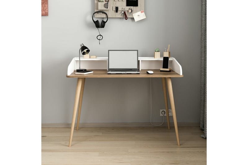 Mir Skrivebord 120 cm - Brun/Hvid - Møbler - Borde - Kontorbord - Skrivebord