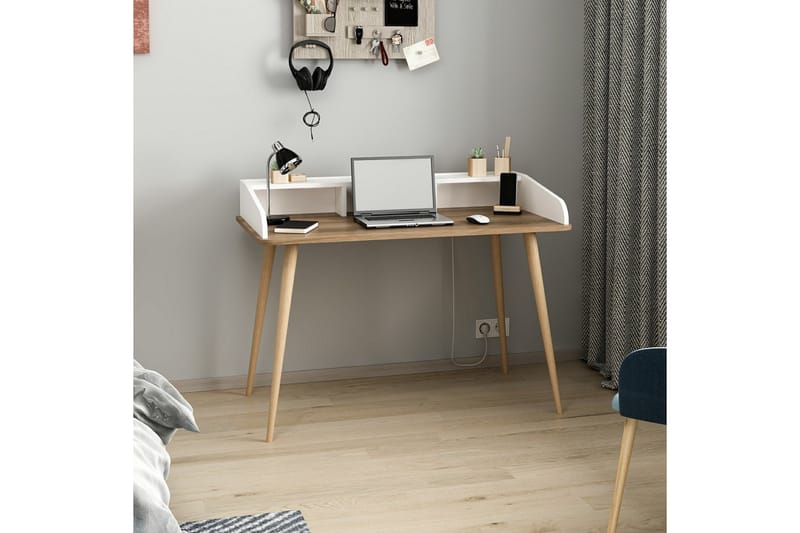 Mir Skrivebord 120 cm - Brun/Hvid - Møbler - Borde - Kontorbord - Skrivebord